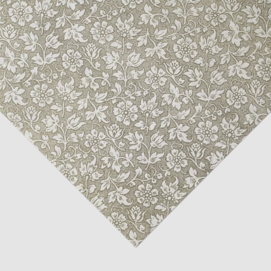Elegant  Beige Floral Pattern Tissuepapier (Detail)