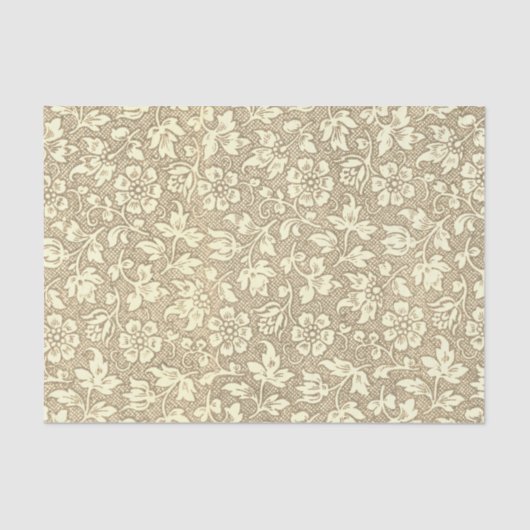 Elegant Beige Floral Pattern Tissuepapier (Voorkant)