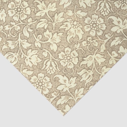 Elegant  Beige Floral Pattern Tissuepapier (Detail)