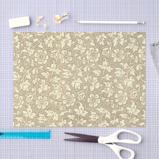 Elegant Beige Floral Pattern Tissuepapier (Craft)
