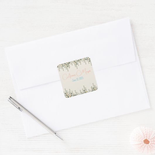 Elegant Beige Floral Sticker - Neutral Botanical (Envelop)