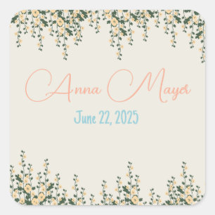 Elegant Beige Floral Sticker - Neutral Botanical