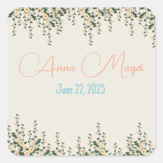 Elegant Beige Floral Sticker - Neutral Botanical