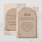 Elegant Beige Floral Wedding Informatiekaartje (Voorkant / Achterkant)
