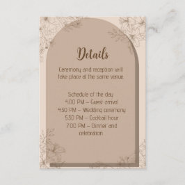 Elegant Beige Floral Wedding Informatiekaartje