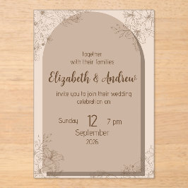 Elegant Beige Floral Wedding Invitation Acryl Uitnodigingen