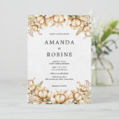 Elegant Beige Floral Wedding Invitation Kaart (Staand voorkant)
