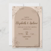 Elegant Beige Floral Wedding Invitation Kaart (Voorkant)