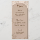 Elegant Beige Floral Wedding Menu (Voorkant)