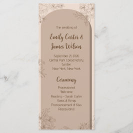 Elegant Beige Floral Wedding Programmakaart