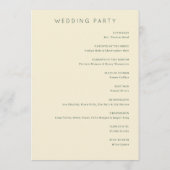 Elegant Beige Floral Wedding Programmakaart (Achterkant)