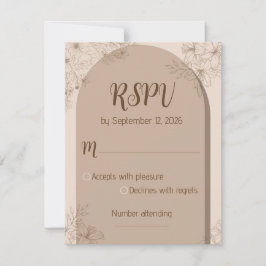 Elegant Beige Floral Wedding RSPV card RSVP Kaartje