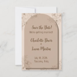 Elegant Beige Floral Wedding Save The Date