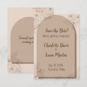 Elegant Beige Floral Wedding Save The Date (Voorkant / Achterkant)