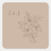 Elegant Beige Floral Wedding Vierkante Sticker (Voorkant)