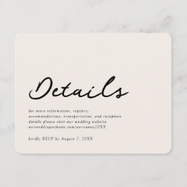 Elegant Beige Formele bruiloft Details Kaart