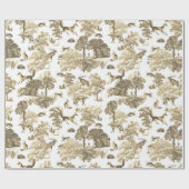 Elegant Beige Fox Konijn Country Toile Cadeaupapier (Vlak)