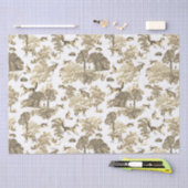 Elegant Beige Fox Konijn Country Toile Tissuepapier (Craft)