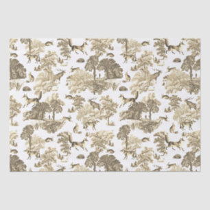 Elegant  Beige Fox Konijn Country Toile Tissuepapier