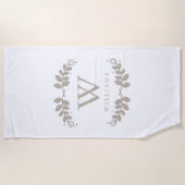 Elegant Beige Framed Monogram Strandlaken (Voorkant)