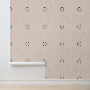 Elegant beige geometrisch cirkelpatroon behang