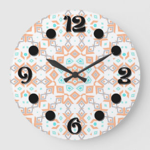 Elegant beige geometrisch retro patroon grote klok