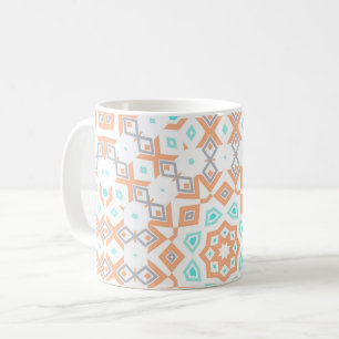 Elegant beige geometrisch retro patroon koffiemok