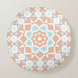 Elegant beige geometrisch retro patroon rond kussen