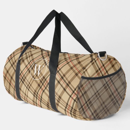 Elegant beige geruite patroon monogram plunjezak (Rechterhoek)