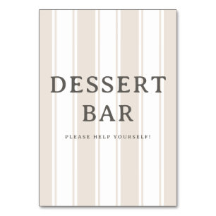 Elegant Beige Gestreepte Dessertbar Bord Kaart