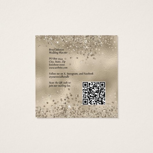 Elegant Beige Glitter en Folie Visitekaartje (Achterkant)