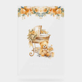Elegant Beige & Gold Baby shower Welkomstbord Acryl Bord (Voorkant)