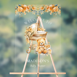 Elegant Beige & Gold Baby shower Welkomstbord Acryl Bord