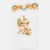 Elegant Beige & Gold Baby shower Welkomstbord Acryl Bord (Hoek)