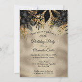 Elegant Beige Gold Black Floral Birthday Party Kaart (Voorkant)