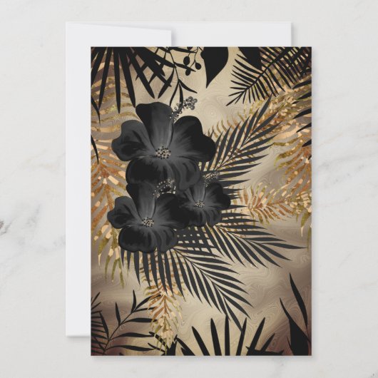 Elegant Beige Gold Black Floral Birthday Party Kaart (Achterkant)