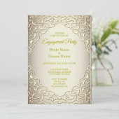 Elegant Beige Gold Decorative Verloving Kaart (Staand voorkant)