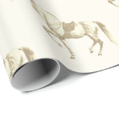 Elegant  Beige Gold Lipizzaner Horse Cadeaupapier (Rol Hoek)