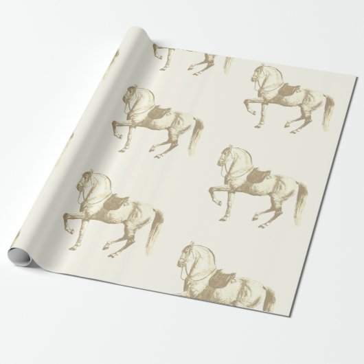 Elegant Beige Gold Lipizzaner Horse Cadeaupapier (Uitgerold)