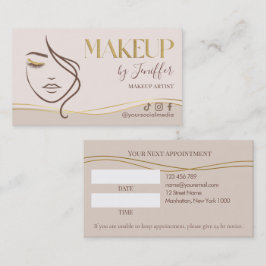 Elegant Beige & Gold Makeup Artist appointment Afsprakenkaartje