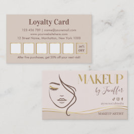 Elegant Beige & Gold Makeup Artist Loyalty