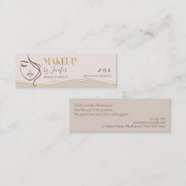 Elegant Beige & Gold Makeup Artist Thank you Card Klantenkaartje