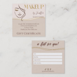 Elegant Beige & Gold Makeup Gift Certificate Card Klantenkaartje