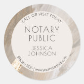 Elegant Beige Gold Waterverf QR Notaris Publiek Ronde Sticker (Voorkant)