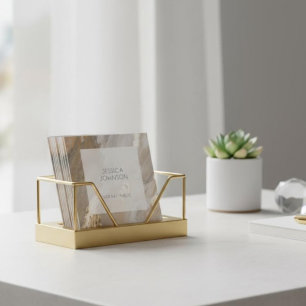 Elegant Beige Gold Waterverf QR Notaris Publiek Vierkante Visitekaartje