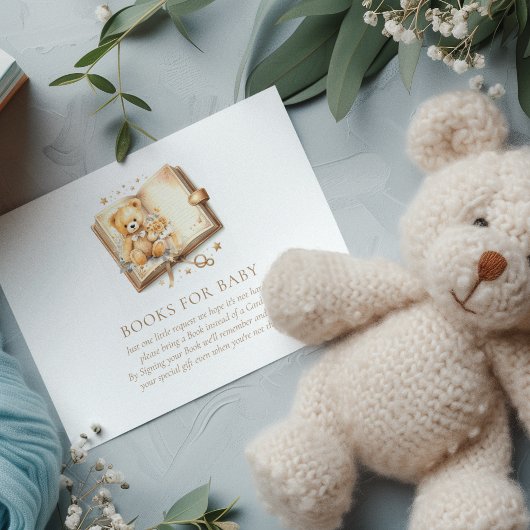 Elegant Beige & Goud Baby shower Boek Informatiekaartje