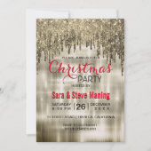 Elegant beige goud druppelen glitter kerst kaart (Voorkant)