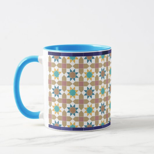 Elegant Beige Green and Red Geometric Pattern Mug Mok (Links)