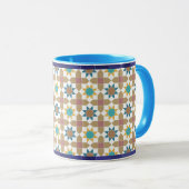 Elegant Beige Green and Red Geometric Pattern Mug Mok (Voorkant rechts)