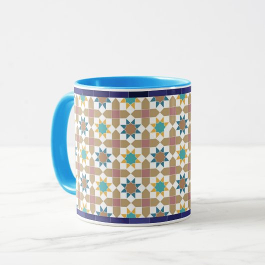 Elegant Beige Green and Red Geometric Pattern Mug Mok (Voorkant links)